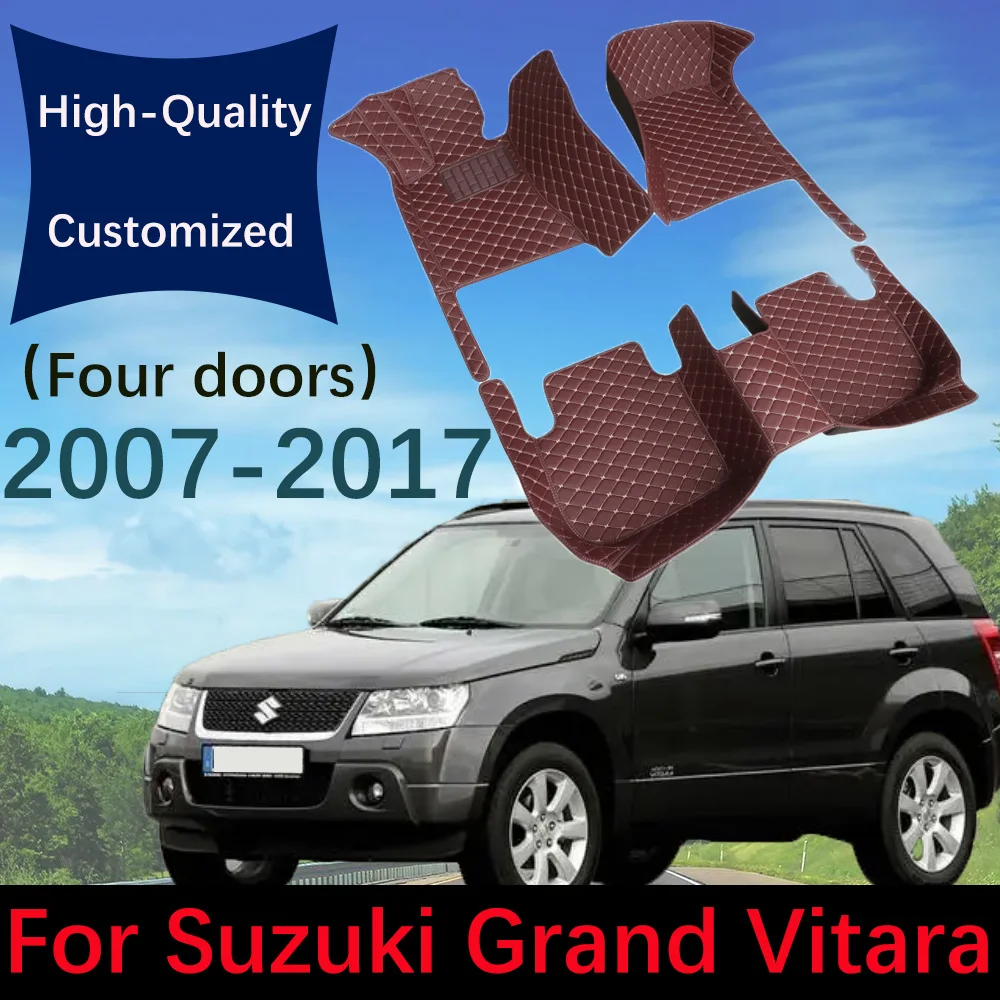 

Custom Leather Car Floor Mats For Suzuki Grand Vitara (Four Doors) 2007-2017 Automobile Carpet Rugs Foot Pads Accessories