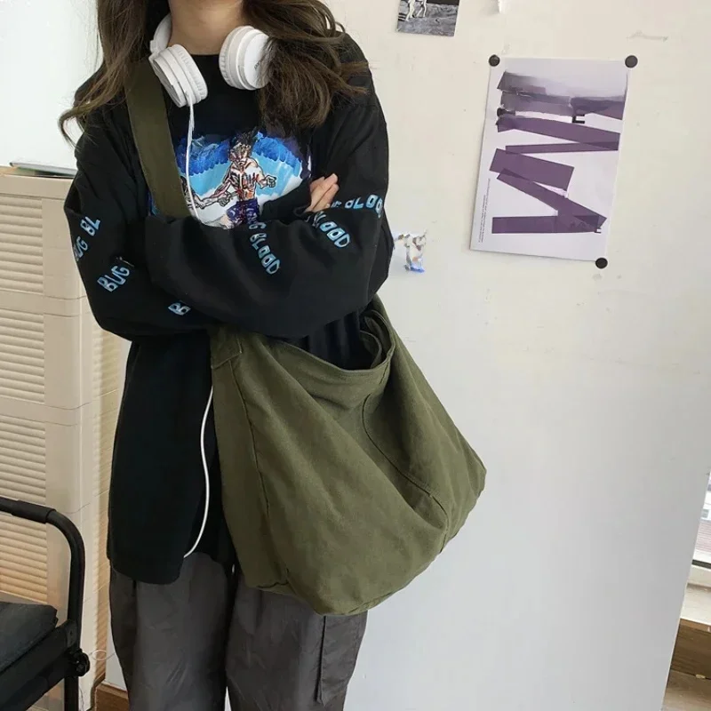 2023 Torba na ramię Kobiety Shopper Płótno Tote Bag Kobieta Solidna Prosta Duża Pojemność Crossbody Torby Kobiety Projektant Torebki — zdjęcie 2
