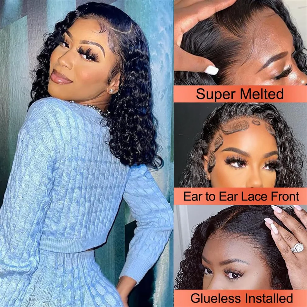 Unice Hair Short Bob Curly Lace Front Human Hair Wigs Pre Plucked 13x4 Lace Frontal Human Hair Wigs Bob Wig Human Hair 100%