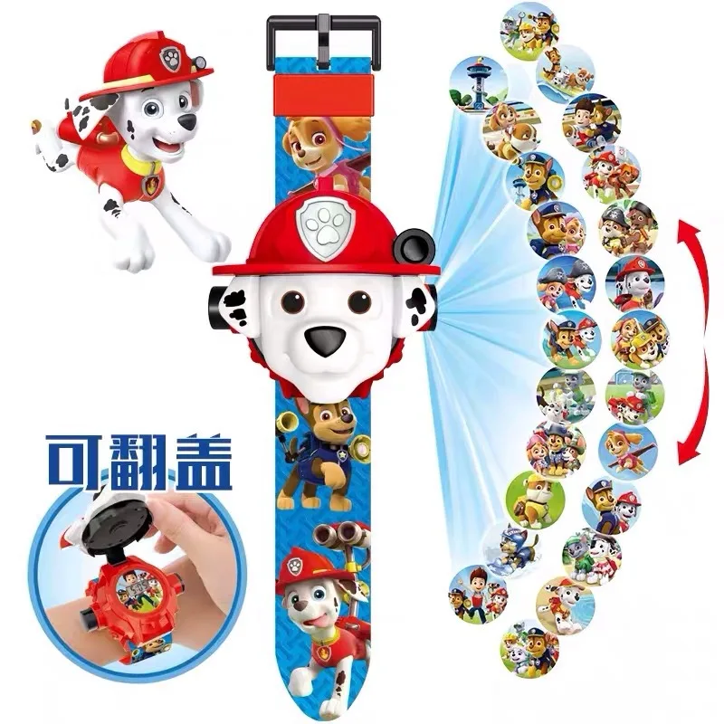 PAW PATROL Toys 3D Projection Digital Watch Dog Puppy Patrulla Canina Anime Action Figures Model Marshall Chase Kid Gift Set