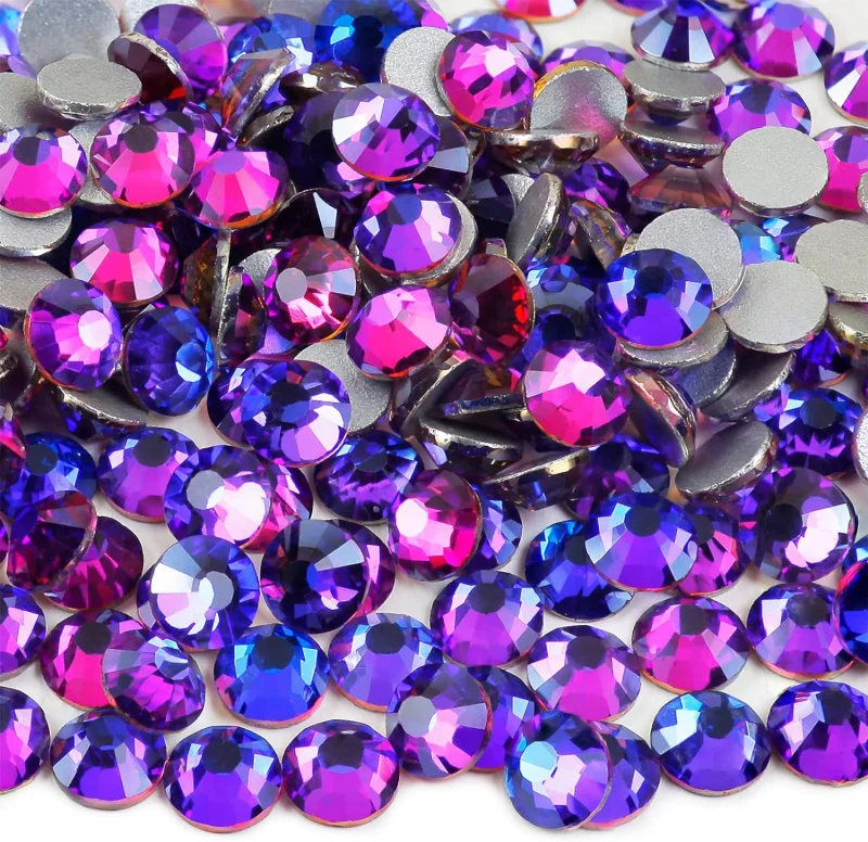 Rigta Purple Velvet SS10-SS20 Nail Art Non Hotfix Rhinestones Loose Rhinestone Glass Crystal for Nail Art Decorations 1440pcs