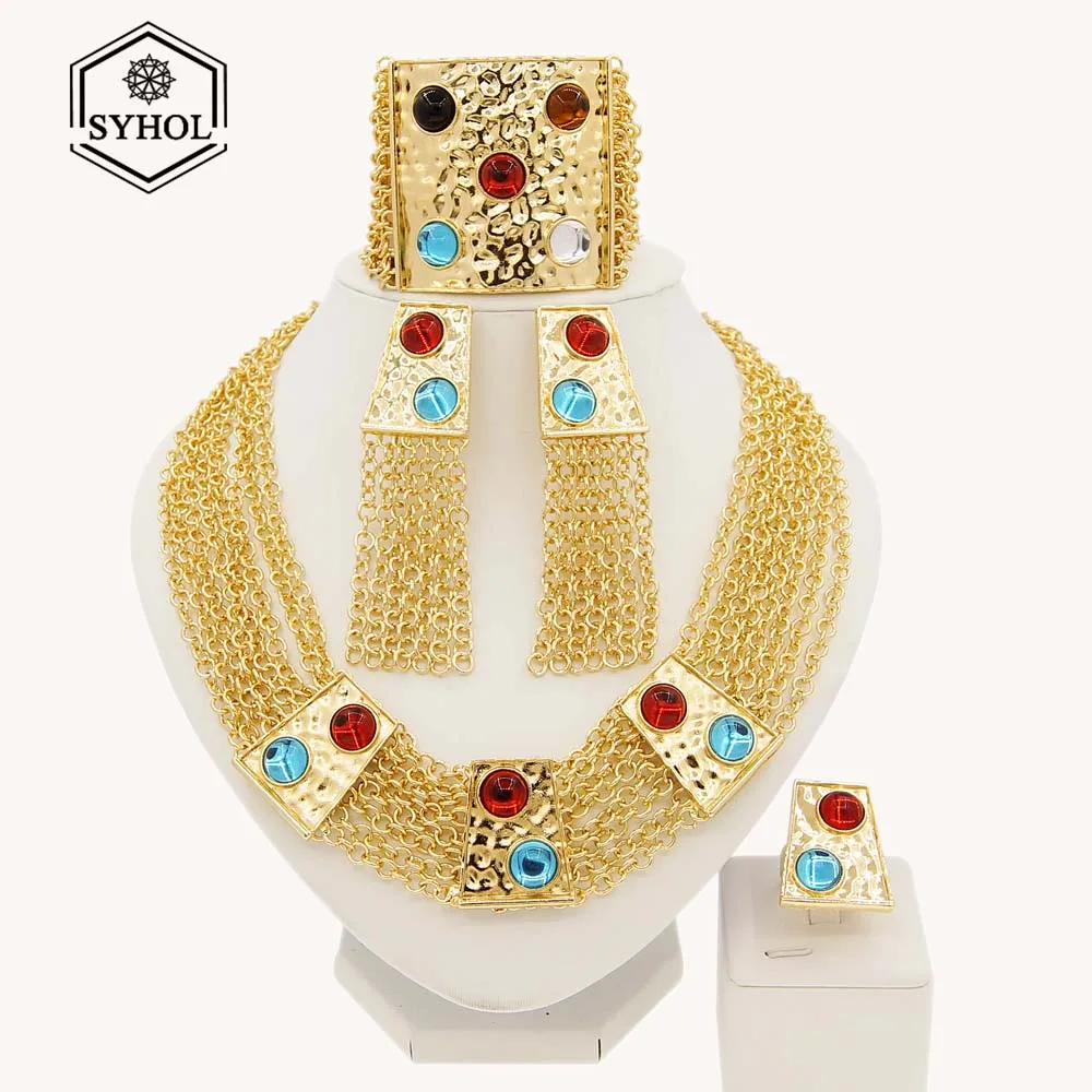 

Jewelry Sets For Women Italian Gold Plated Handmade Chain Luxury Necklace Bracelet Set Luxury Wedding Necklace For Women Gift