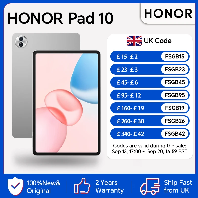 HONOR Pad 10,EU Version, 8GB+256GB, 10100mAh Battery,12.1-inch 120Hz 2.5K Eye-Care Display,Snapdragon 7 Gen 3,HONOR Tablet,Android WIFI Tablet