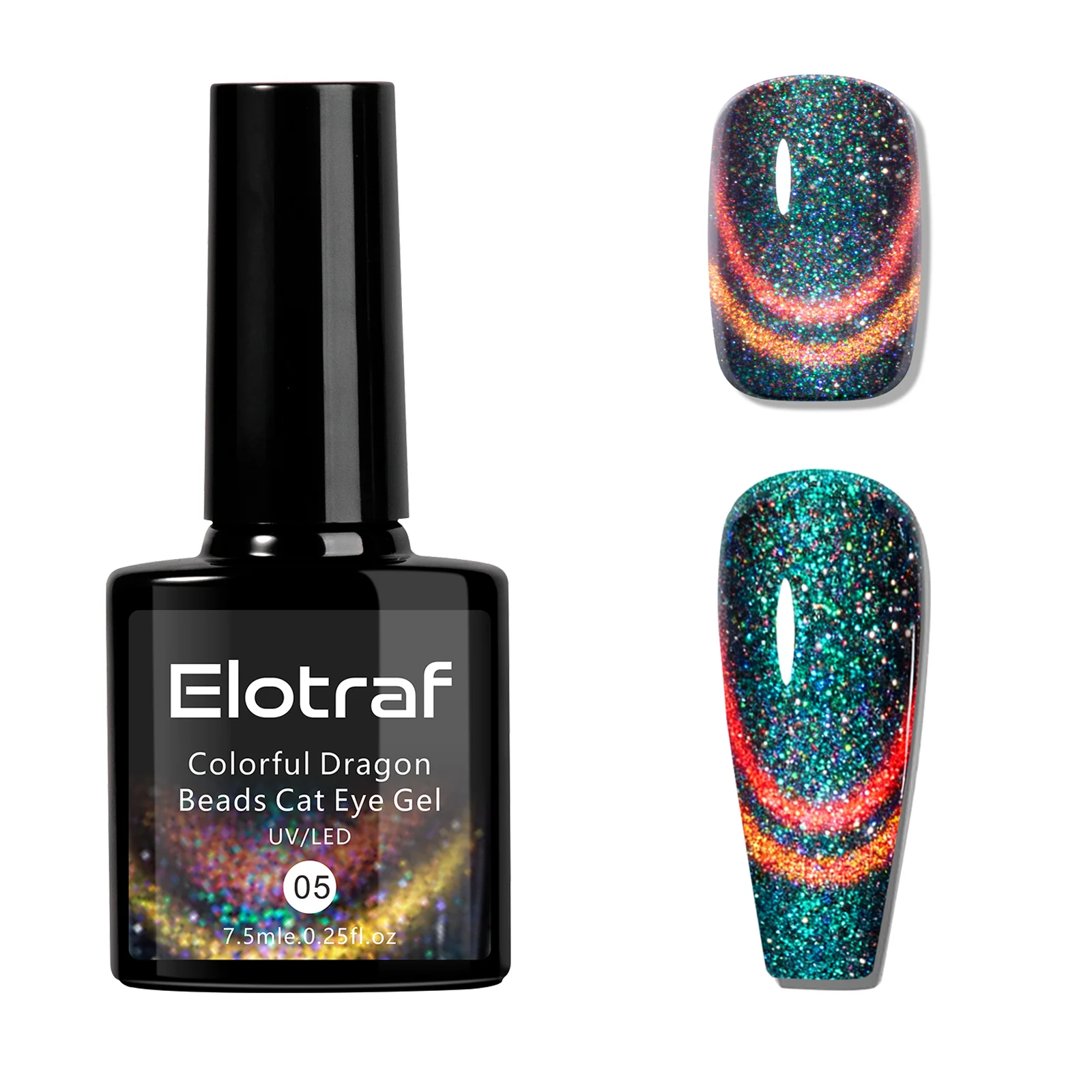 

Гель-лак для ногтей Elotraf Cat Eye, 9D голографический эффект хамелеона и двойные магические цвета, УФ-отверждение, профессиональное использование для салонов
