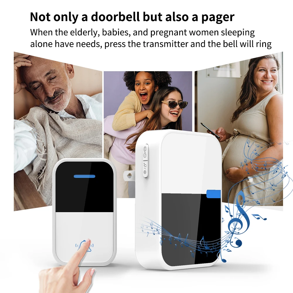 New Wireless Outdoor Doorbell House No Battery required Waterproof Self-Powered Door bell Sets Home  Kinetic Ring Chime Doorbell