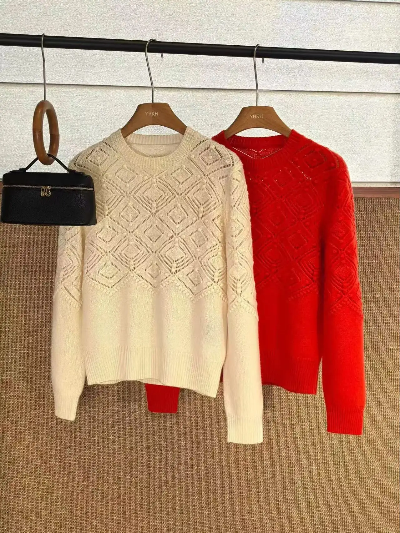 Suéter de punto de cachemira y lana jacquard 3D con cuello redondo para mujer de invierno