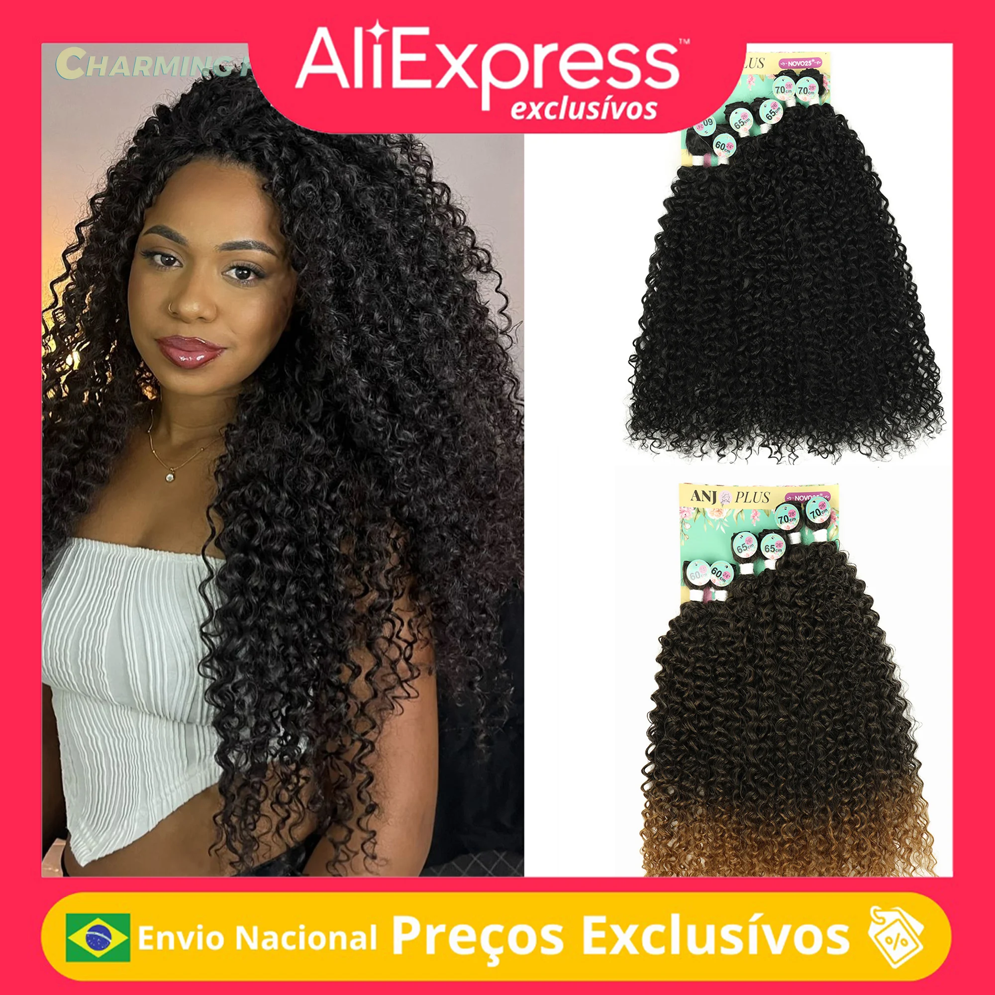 Cabelo Orgânico Cacheado Para Entrelace Feminina Fibra Química Orgânica Qualidade 240g 6Pcs SOFIA