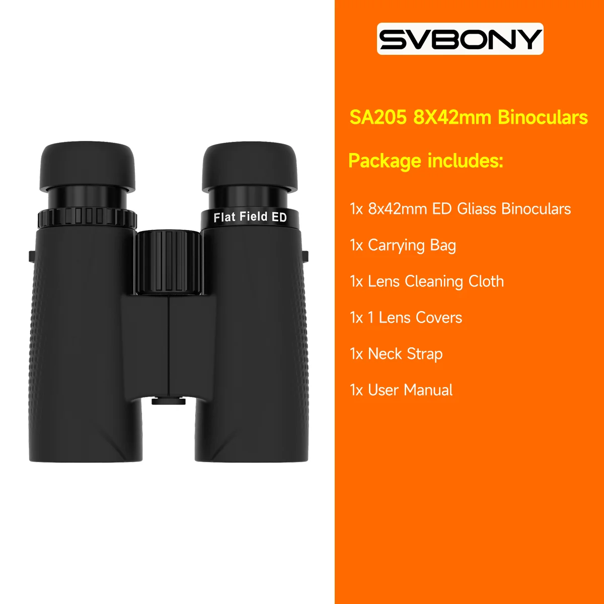 SVBONY SA205 8x42 ED vlakveldverrekijker IP67 waterdicht en Bk-4 prisma