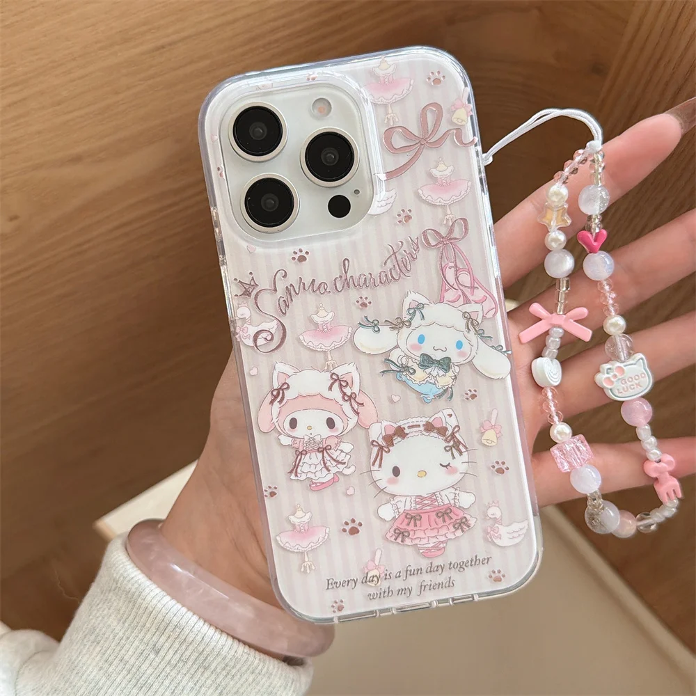 

New Korean Cute Melody HelloKitty Phone Case, Suitable for iPhone 17 Pro Max 14 15 16 13 Pro Max Pro Anti Fall Full Pack