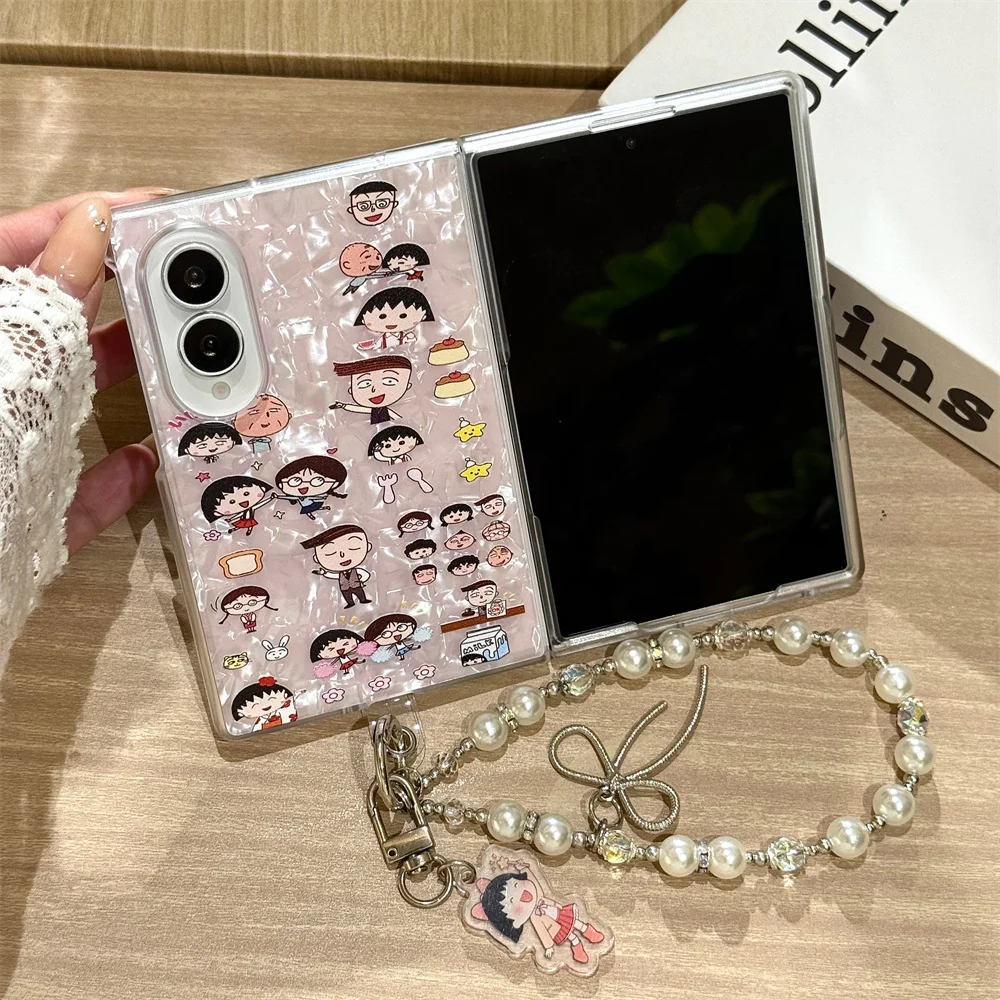 Cute Cartoon Girl Lovely Phone Case for Samsung Galaxy Z Fold 8 Ultra Fold 8 Fold 8 7 6 5 4 3 Fold 8 Ultra Cover With Hand Rope