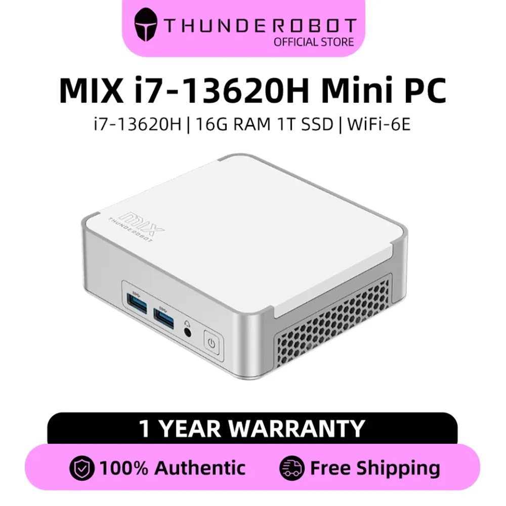 

В наличии! Mix i7-13620H 13-го поколения Core i7 WiFi 6E ThundeRobot Mix Mini PC Intel UHD Graphics, мини-ПК для дома и офиса