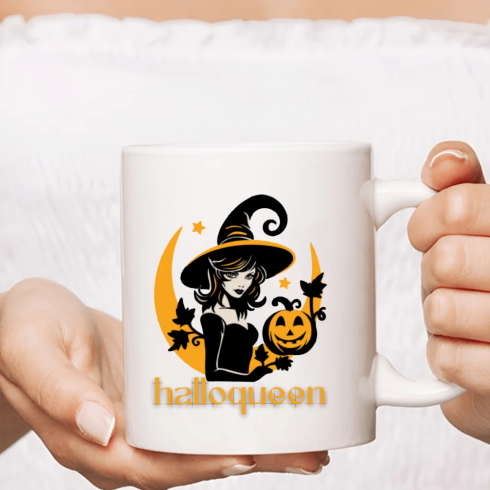 1pc 3A grade 11 oz witch pumpkin ceramic coffee mug for room Halloween decoration Birthday Christmas Holiday gift for friend mum