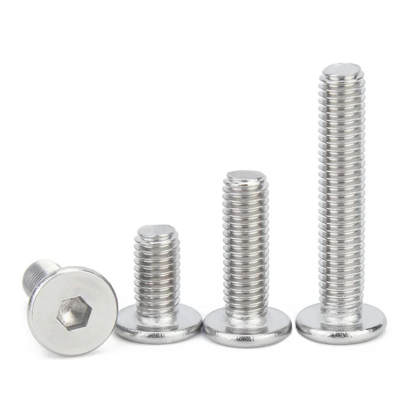 Vis à tête de plaquette Ultra fine et Super plate en acier inoxydable 304, 10 pièces/lot, M1.6 M2 M2.5 M3 M4 M5 M6 M8