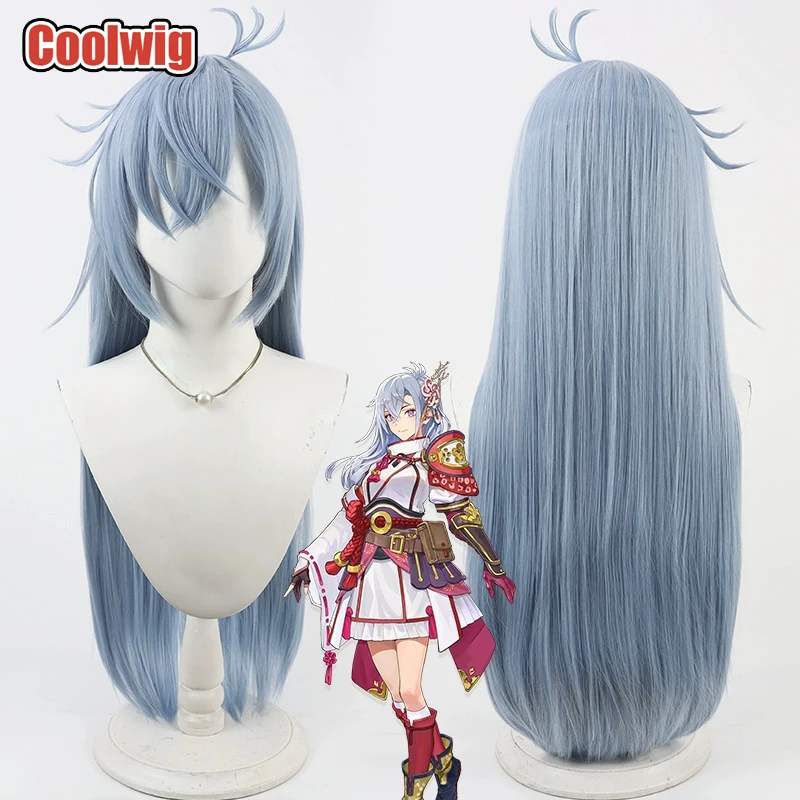 Coolwig Synthetic Hair Kaguya Cosplay Wigs Rune Factory: Guardians of Azuma Kaguya 90cm Straight Light Blue Wig Heat Resistant