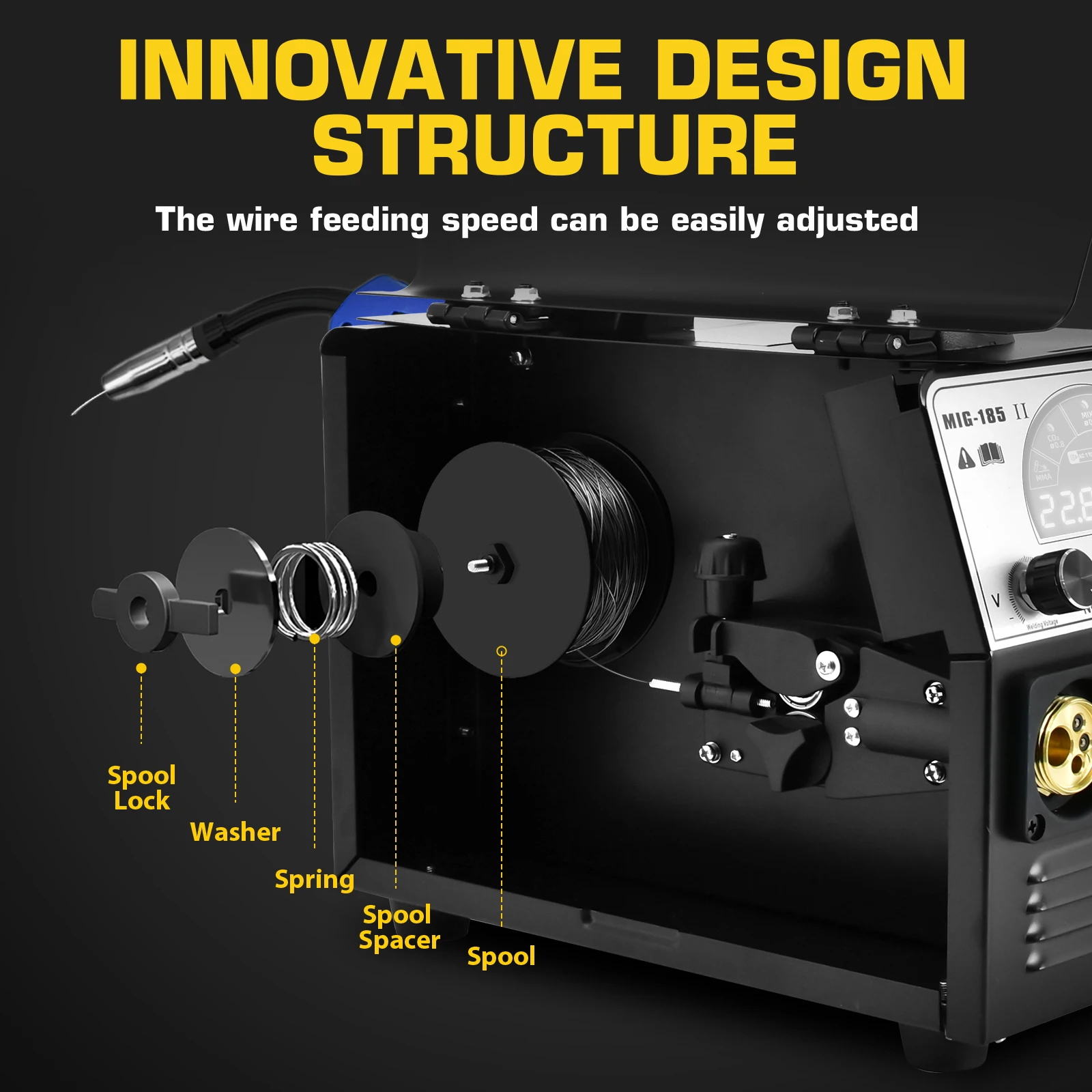 Imagem -06 - Máquina de Solda Semi-automática Mig185ii Igbt Inversor de Gás sem Gás Mig Tig Arco Mma Não-gás Hzxvogen5 in