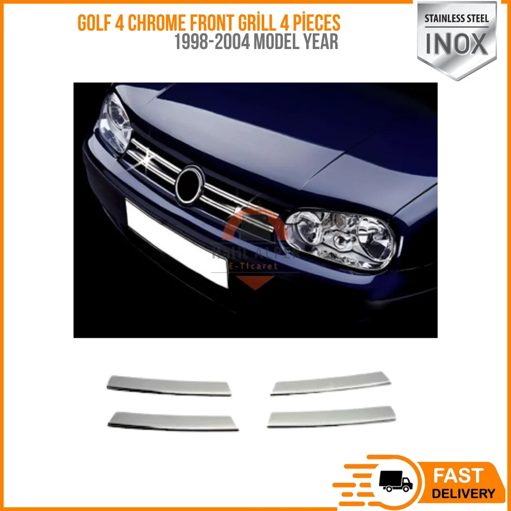 For Chrome grille golf 4 solid steel 4 parts glossy gray exterior access modification Golf MK4 1998-2004 Year