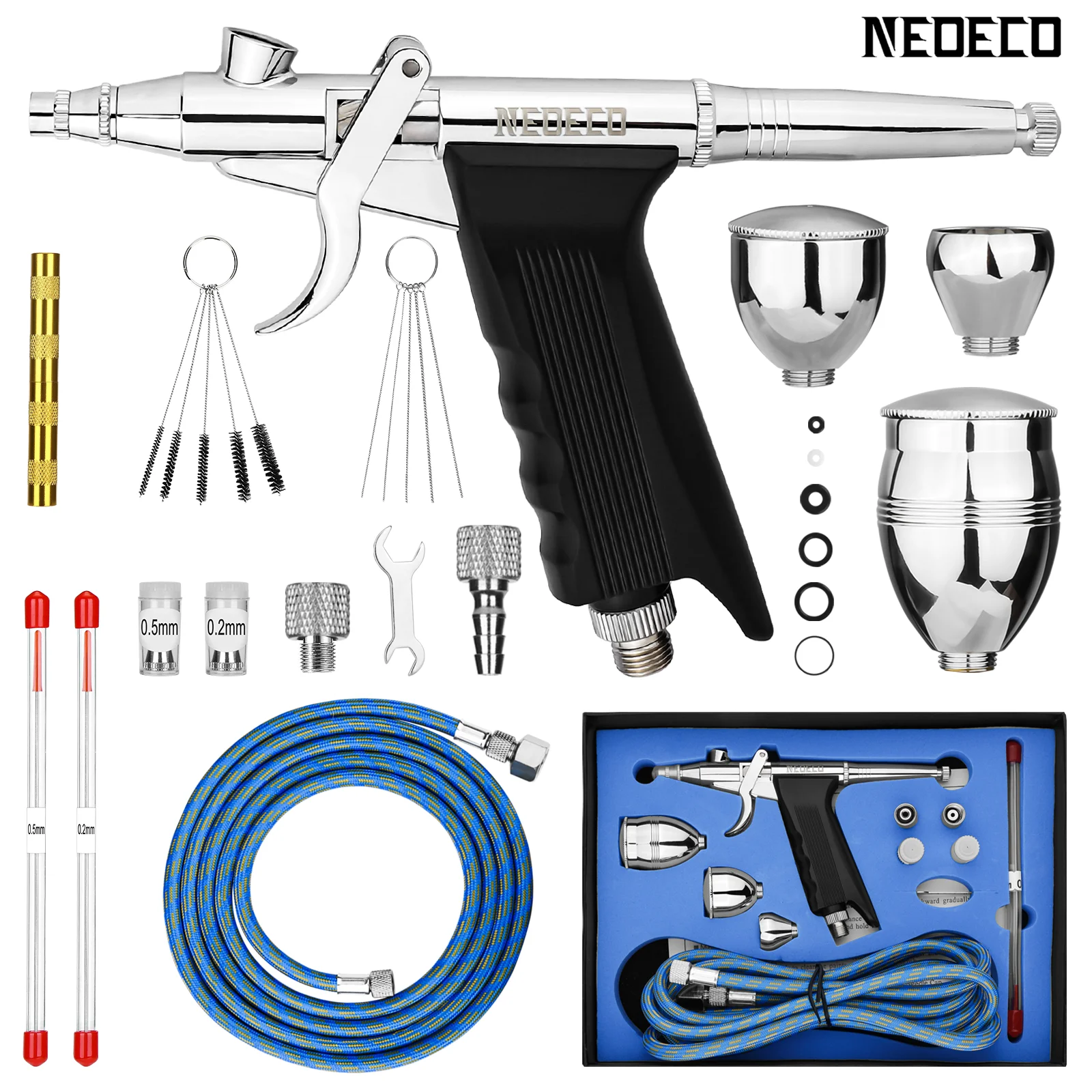0.2/0.3/0,5mm Doppel/Dual Action Gravity-Feed Spritzpistole 2cc 5cc 13cc Airbrush Set Spray luft Pinsel Für Auto Modell Handwerk DIY Farbe – Detail 2