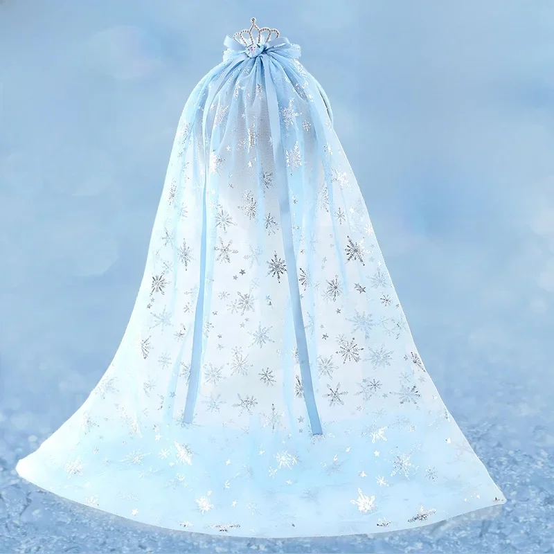 Bandeau de sauna Disney pour enfants, couronne de princesse, Elsa, glace et neige, maille, anniversaire de petite fille