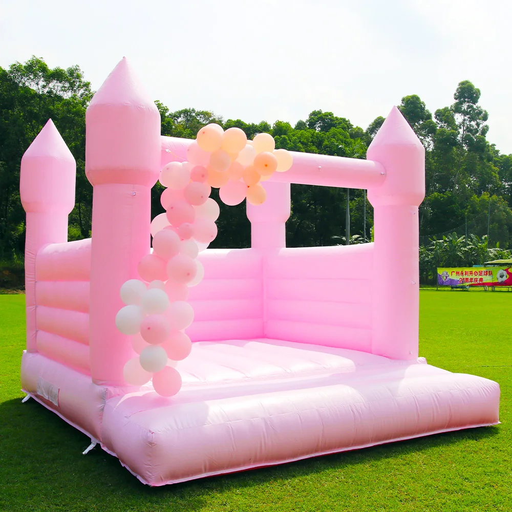 Commercial PVC Bouncy Castle for Kids, Pink Inflatable House, Moon Jumping Bed, Bouncer with Air Blower, Wedding Party, 13ft