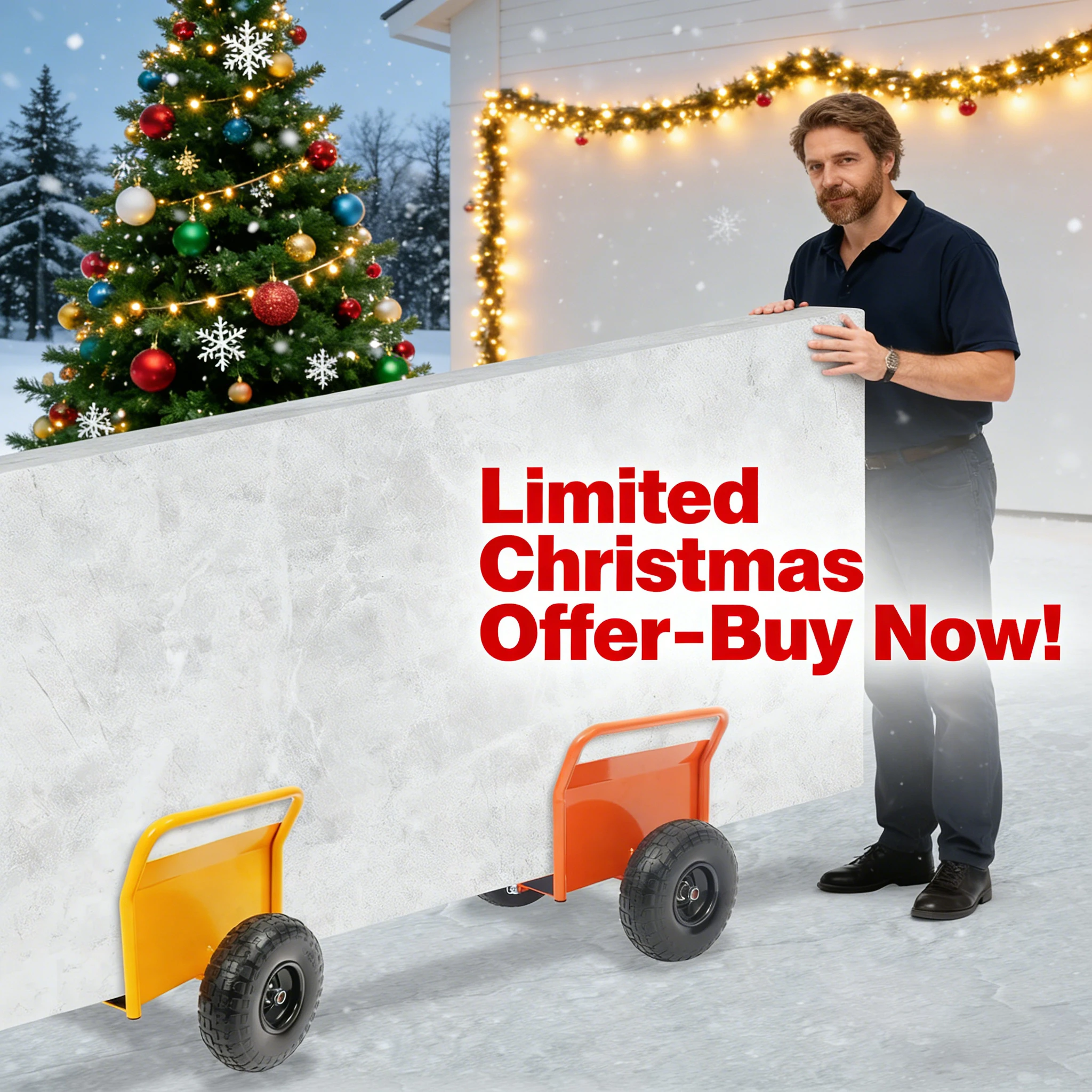 Panel Dolly, Heavy Duty Furniture Sliders for Hardwood Floors, 10in Wheels, Moving Appliance Dolly for Heavy Objects, Christmas