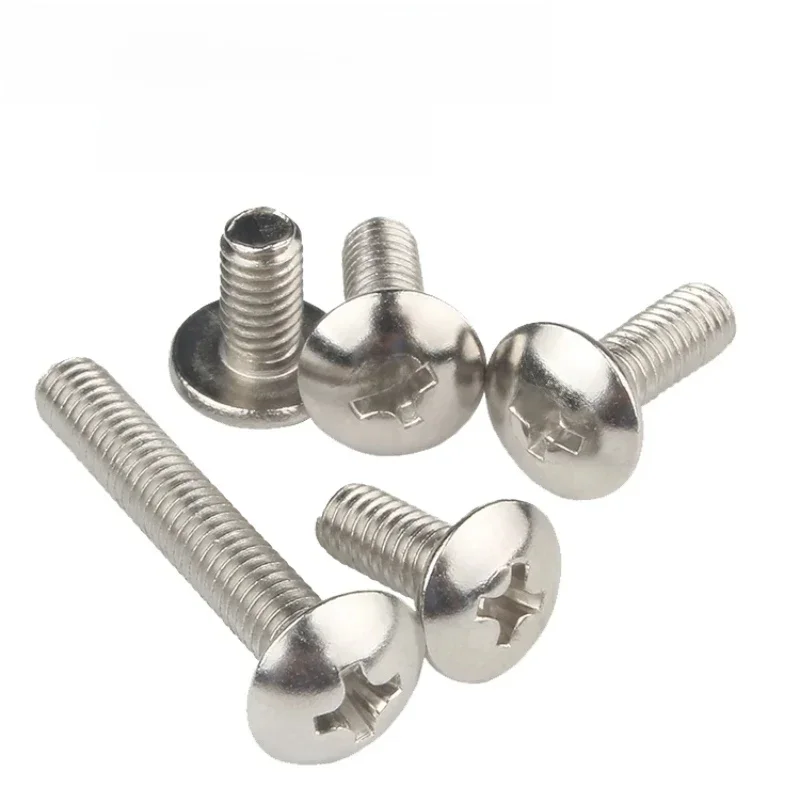M3 M4 M5 M6 acier au carbone nickelé croix encastré Phillips tête de treillis grands boulons à tête ronde plate