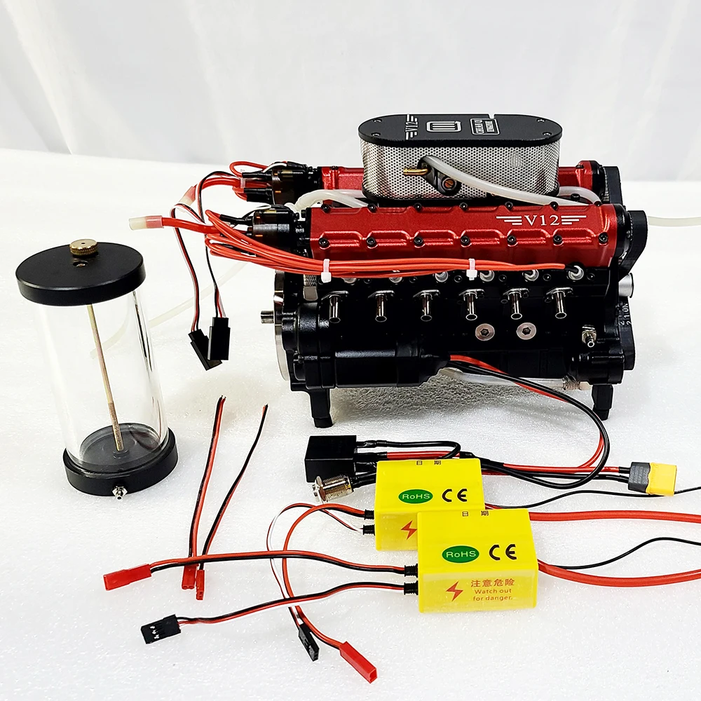 49.89cc Gasoline Engine Model V12 Metal Internal Combustion Engine Suitable for Modified Remote Control Car Model Toy R-V12