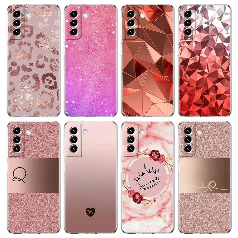 Etui na telefon Rose Gold Pink Princess Queen do Samsung Galaxy S21 Plus S20 FE S22 Ultra 5G S10E S10 S9 S8 Note 20 10 Lite Cover — zdjęcie 2