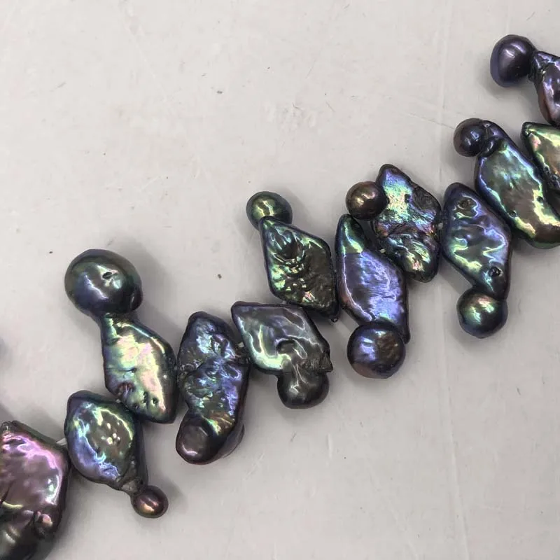 ELEISPL Loose Black Baroque Freshwater Pearl String 40cm  #22010352