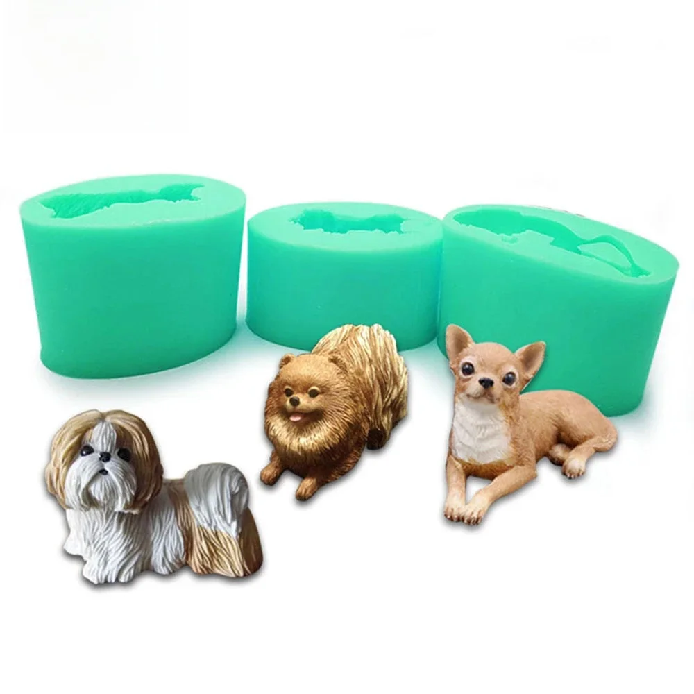 3D pies silikonowe formy gliniane Chihuahua pomorski Shih Tzu zwierząt DIY żywica foremka na świecę ozdoby gipsowe artykuły domowe rękodzieło ﻿ — zdjęcie 2
