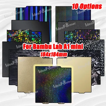 Do Bambu Lab A1 Mini Płyta konstrukcyjna Dwustronna tekstura PEI gładka PEO PET Łóżko Stal sprężynowa 184x184mm Do Bambulab A1 Mini.