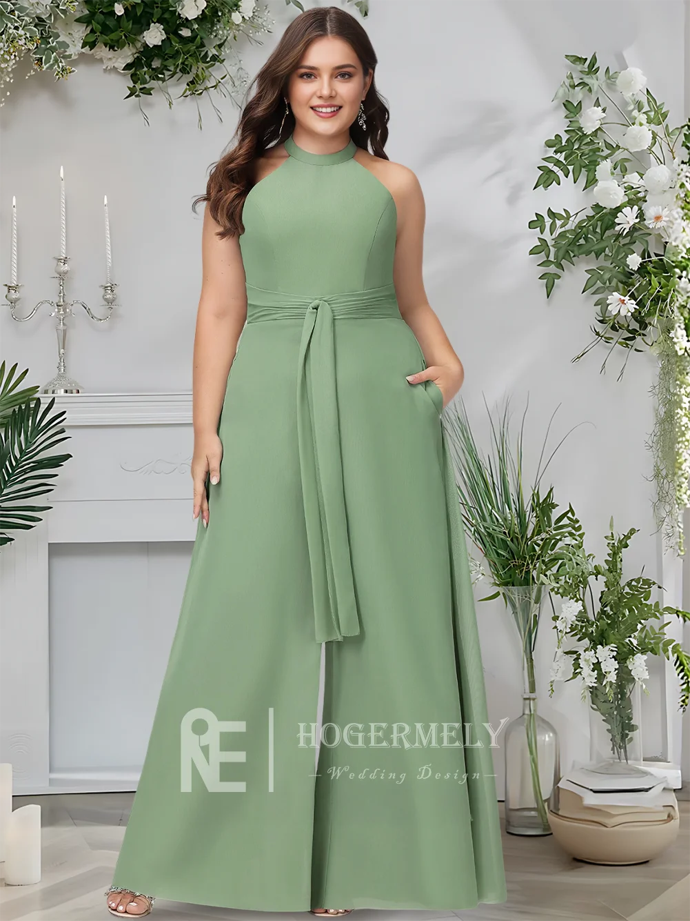 高級イブニングドレス ストーミー Aライン マキシレングス シフォン プロムドレス 非対称 カスケードフリル レース フォーマル ウェディングパーティー