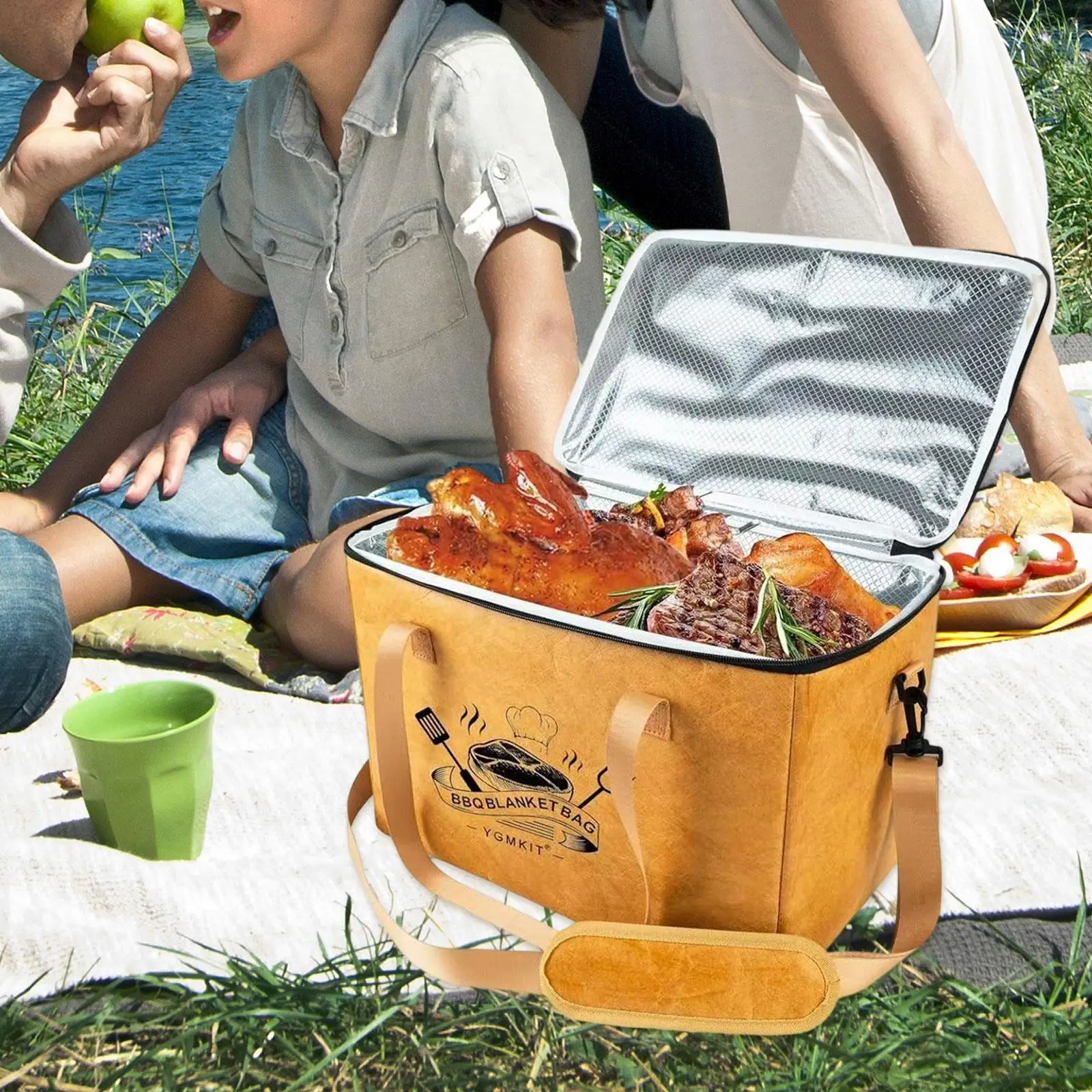 

Barbecue Insulation Bag Reusable Large Capacity Barbecue Meat Storage Bag Zipper Opening Bag for Steaks Outdoor BBQ Tool