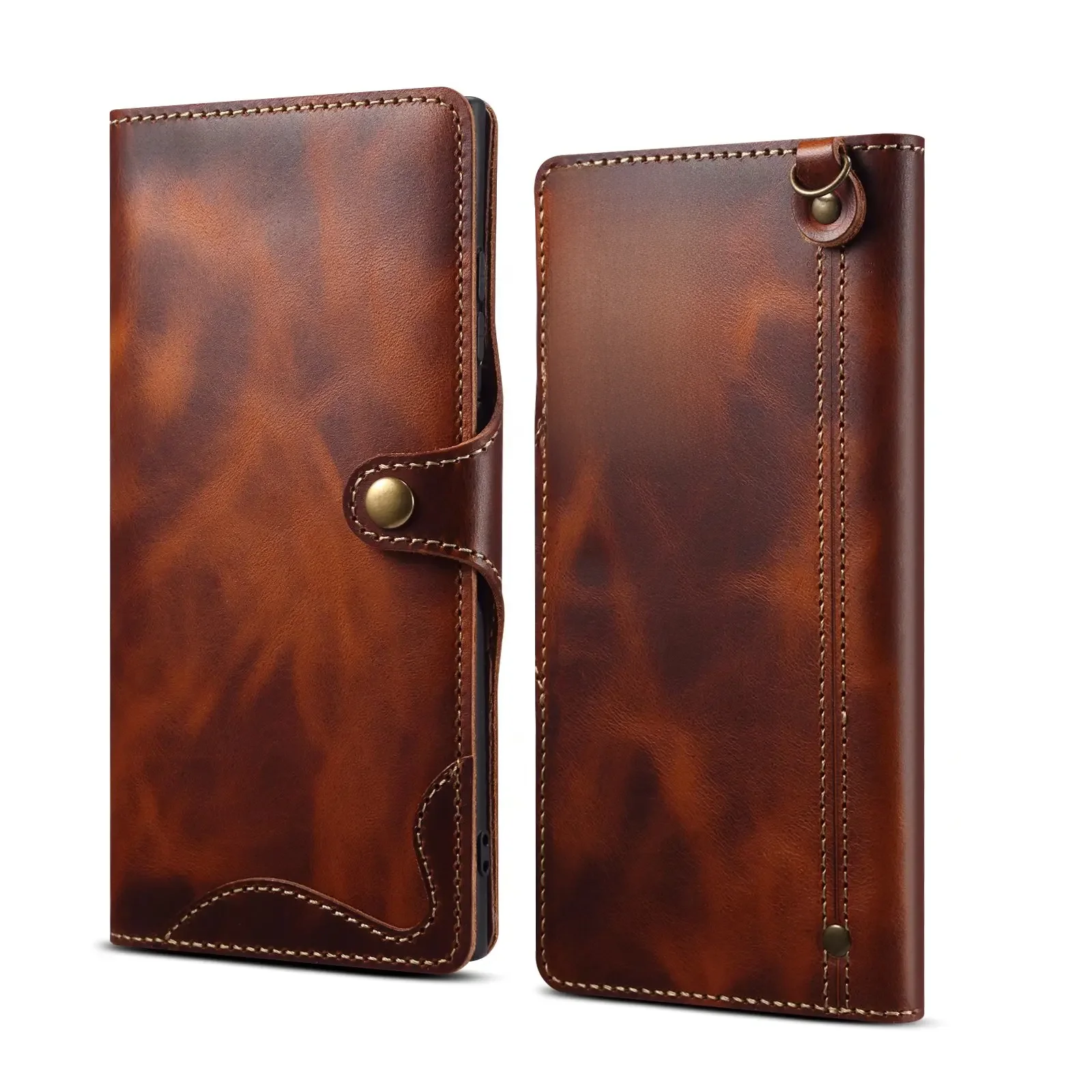 Étui en cuir de vache véritable fait à la main pour Samsung Galaxy S26 S25 24 S23 S22 S21, étui pour Samsung Note 20 Ultra S21, portefeuille rétro