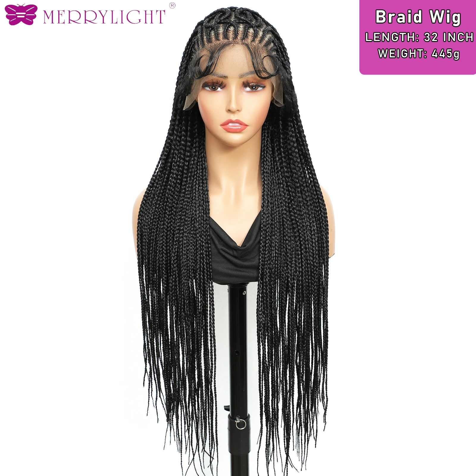 شعر مستعار أفريقي مضفر الاصطناعية كامل الدانتيل كورنو Knotless صندوق تجديل الباروكات للنساء السود الدانتيل الضفائر الأمامية شعر مستعار