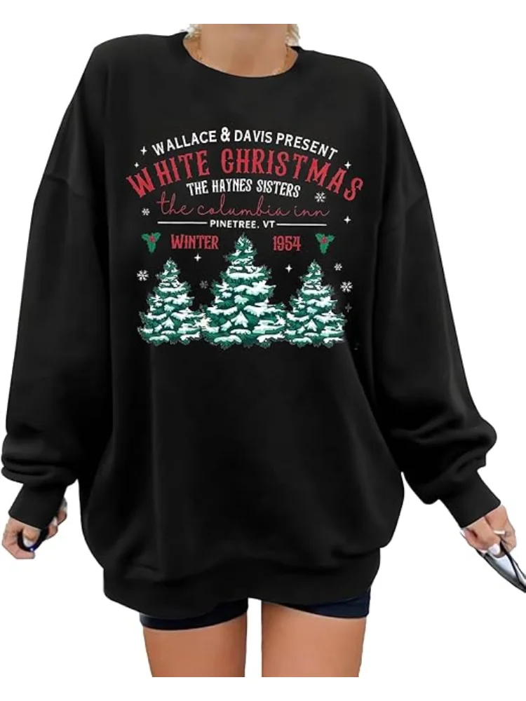 

Christmas Sweater Women Christmas Fleece Sweaters Long Sleeve Fuzzy Sweatshirts Holiday Graphic Shirts