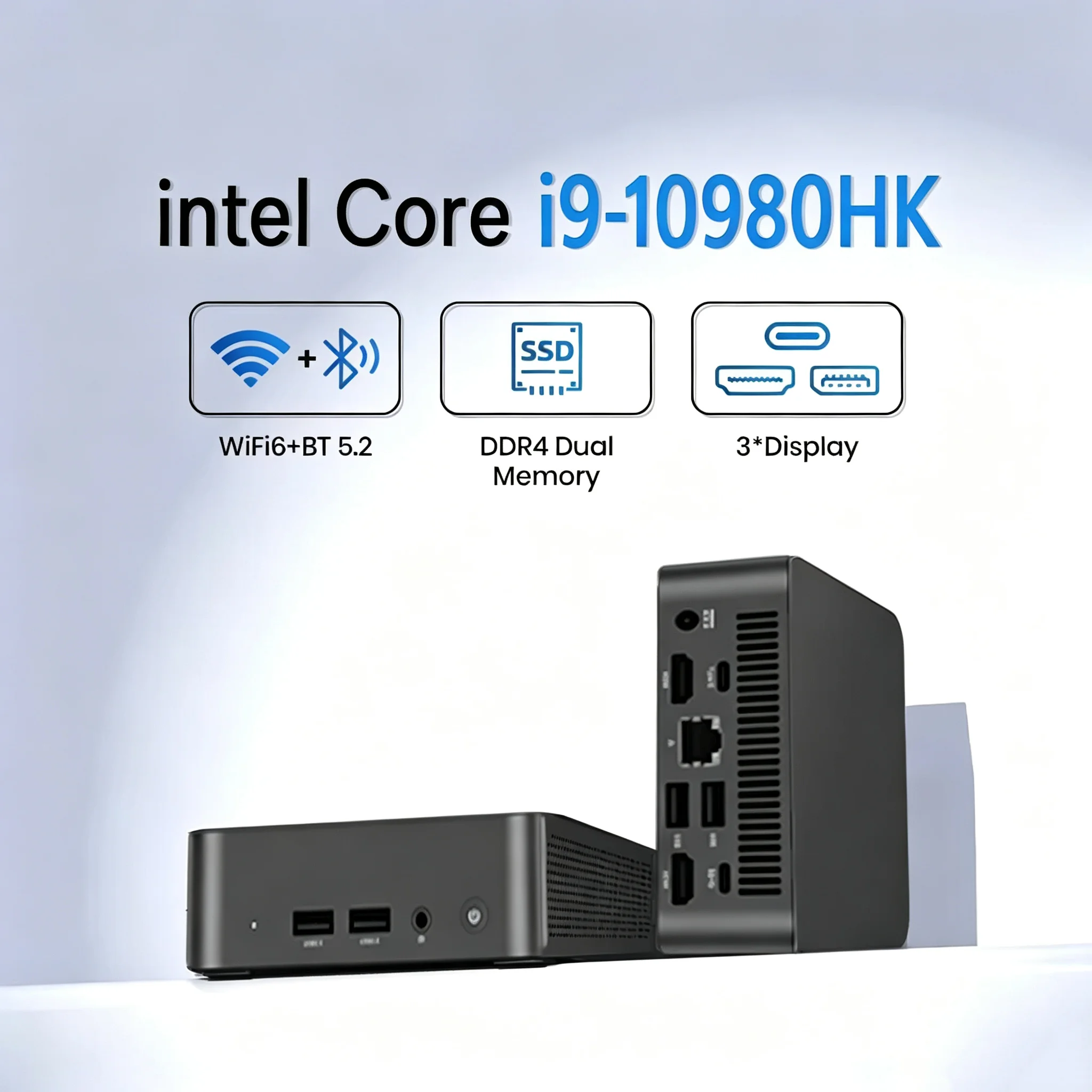Mini PC Intel Core I9-10980HK 16GB DDR4 1/2TB SSD Windows 11 Pro PC Desktop Gaming 4K HD WiFi 6+ BT5.2 1000Mbps