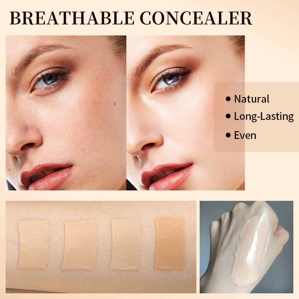 QIBEST Airbrush Liquid Foundation High Coverage Makeup Base Lasting Concealer BB Cream Foundation Waterproof Female Cosmetics