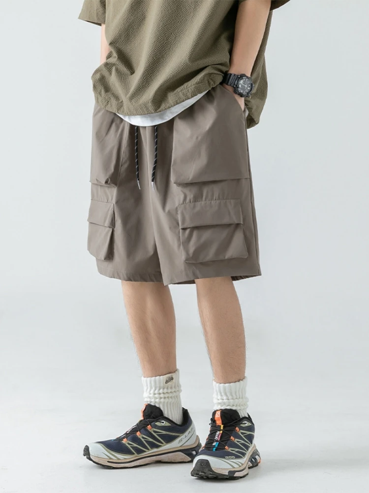 Trendy Men's Cargo Causal Shorts Multi Pocket Workwear New Textured Japanese Outdoor Thin Loose Spring and Summer Short Trousers