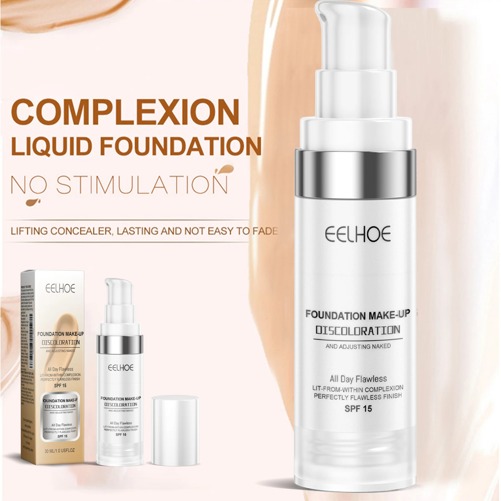EELHOE Face Makeup Foundation Perfect Coverage Pore Shrink Moisturizing Oil Control Lasting Brightening Mild Makeup Foundaion