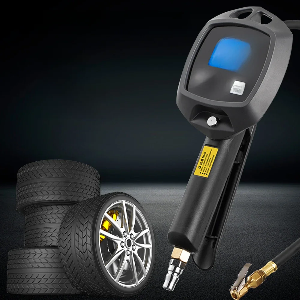 AliExpress NONE 0-18Bar 0-255Psi Motorcycle Tire Pressure Gauge With Inflator Hose Nozzles Car Tester Monitor Inflation Gun Bike Tyre Manometro