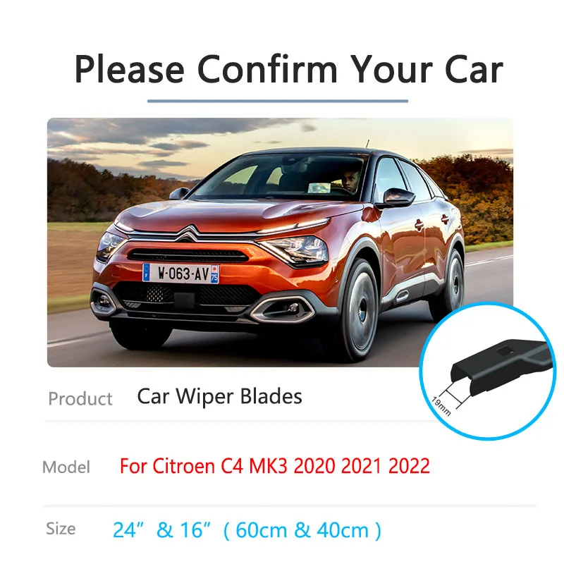 2x For Citroen C4X C41 2020 2021 2022 Accessories Front Wiper Blades Window Windshield Windscreen Cleaning 24\