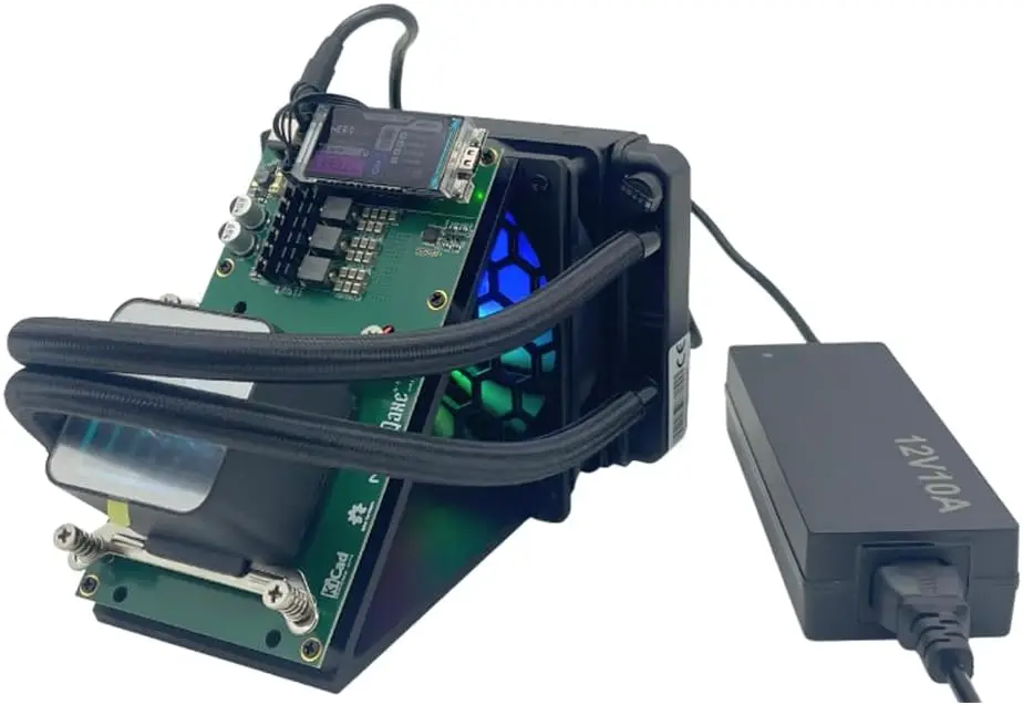 KIC nouveau Bitaxe Miner NerdQaxe ++ 4.8Th/s refroidisseur hydro liquide Bitcoin Miner avec alimentation-noir/Orange H5M0987CD2