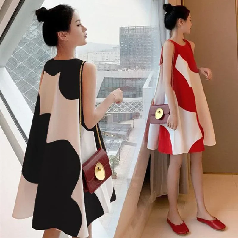 Robe De maternité été Version coréenne robe De maternité ample été longue vacances femmes enceintes jupes robes De fotografía