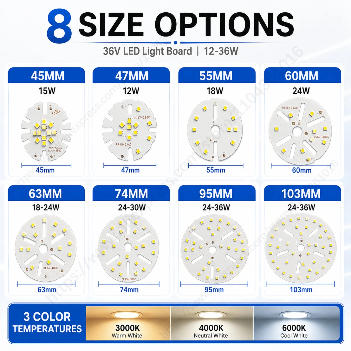 5PCS 36V LED Light Board SMD 2835 Round Lamp Panel 12W 15W 18W 24W 30W 36W DIY Bulb Ceiling Light Retrofit PCB Warm Cool White