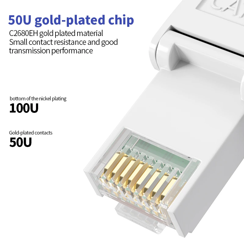 Picture 7: CNCOB Cat6A Tool-Free RJ45 Connector 50μ Gold Plated for CAT5E/CAT6/CAT6A 23-26AWG No Crimp Reusable ABS/PC Shell for Industrial