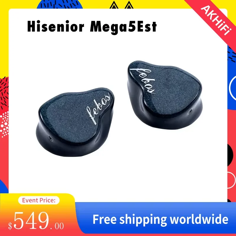Hisenior Mega5Est 7th Anniversary Edition 2EST+2BA+1DD Hybrid Driver 2Pin 0.78mm Audiophile IEM HiFi In-ear Earphone(OG Version)
