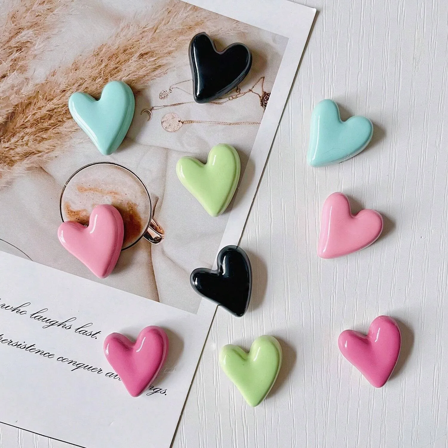 5/10pcs Morandi Colored Heart shaped Refrigerator Magnet, Photo Message Fixed, Home Decoration