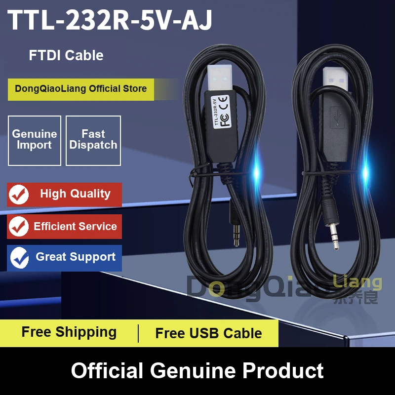 Pi cavi genuini FTDI TTL-232R-5V-AJ cu jack audio di 3,5 mm +5V (in magazzinu)
