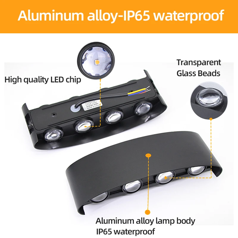 Alüminyum LED Duvar Lambası Su Geçirmez IP65 Açık Bahçe Işıkları 8W 12W İç Duvar Lambası Yatak Odası Oturma Odası Merdiven Aydınlatma için