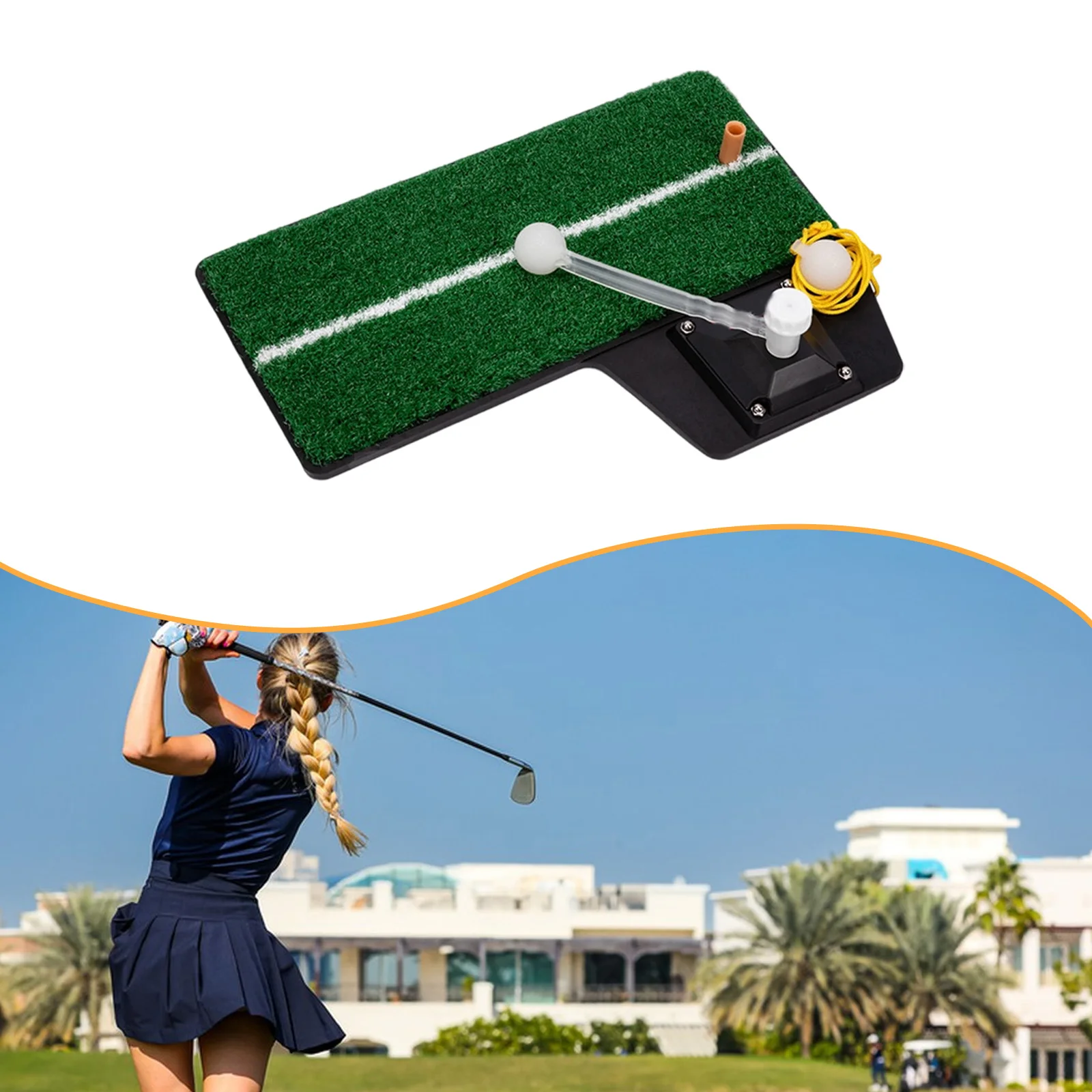 

Тренажер для тренировок по гольфу, ударная подушка, портативный кронштейн с регулируемой высотой и 360° ° Многофункциональная вращающаяся и присоска